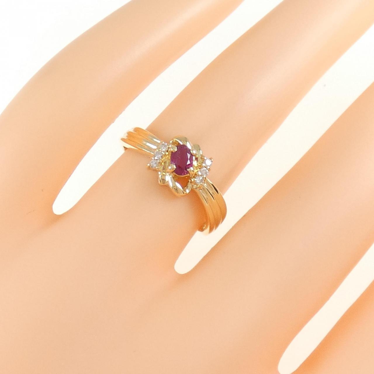 K18YG ルビー リング 0.25CT