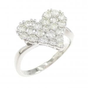 K18WG ハート パヴェ ダイヤモンド リング 1.00CT