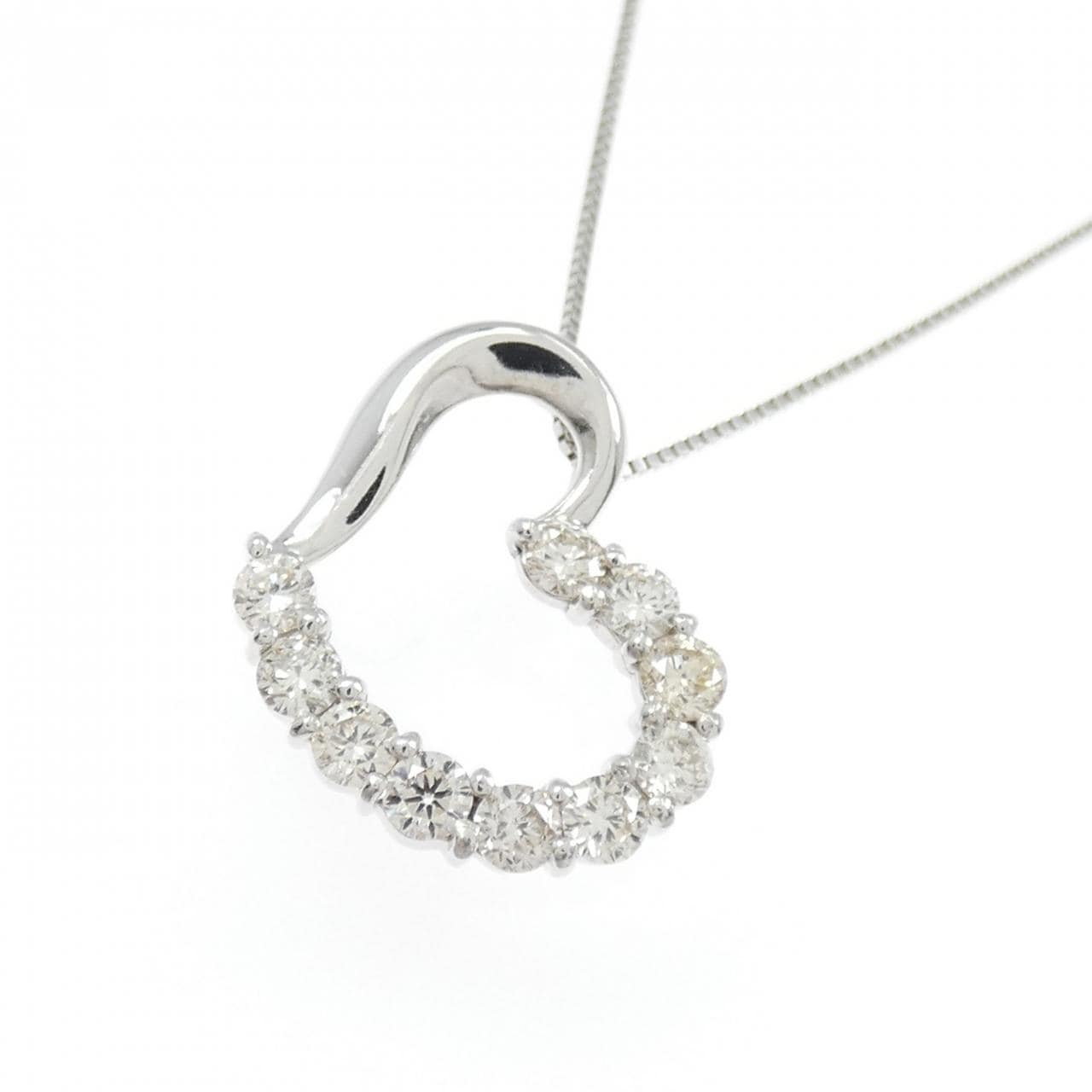 K10WG ハート ダイヤモンド ネックレス 0.40CT