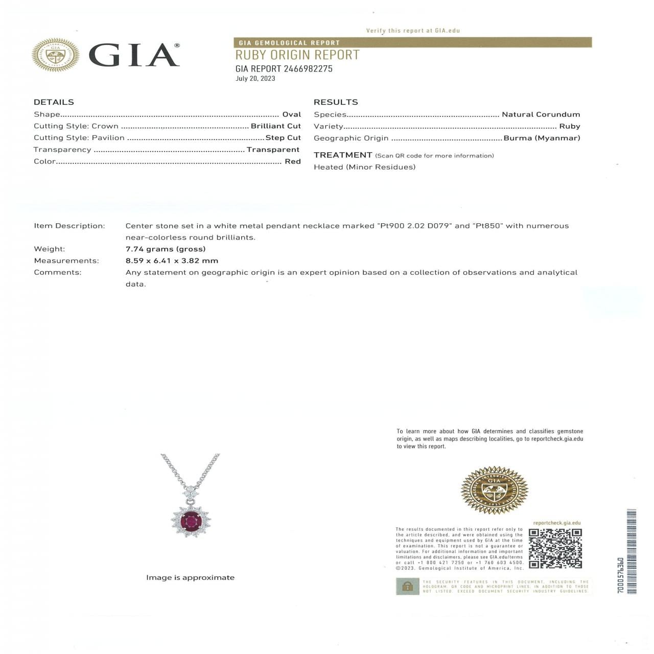 PT900/PT850 ルビー ネックレス 2.02CT ビルマ産