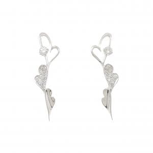 K18WG ハート ダイヤモンド ピアス 0.40CT