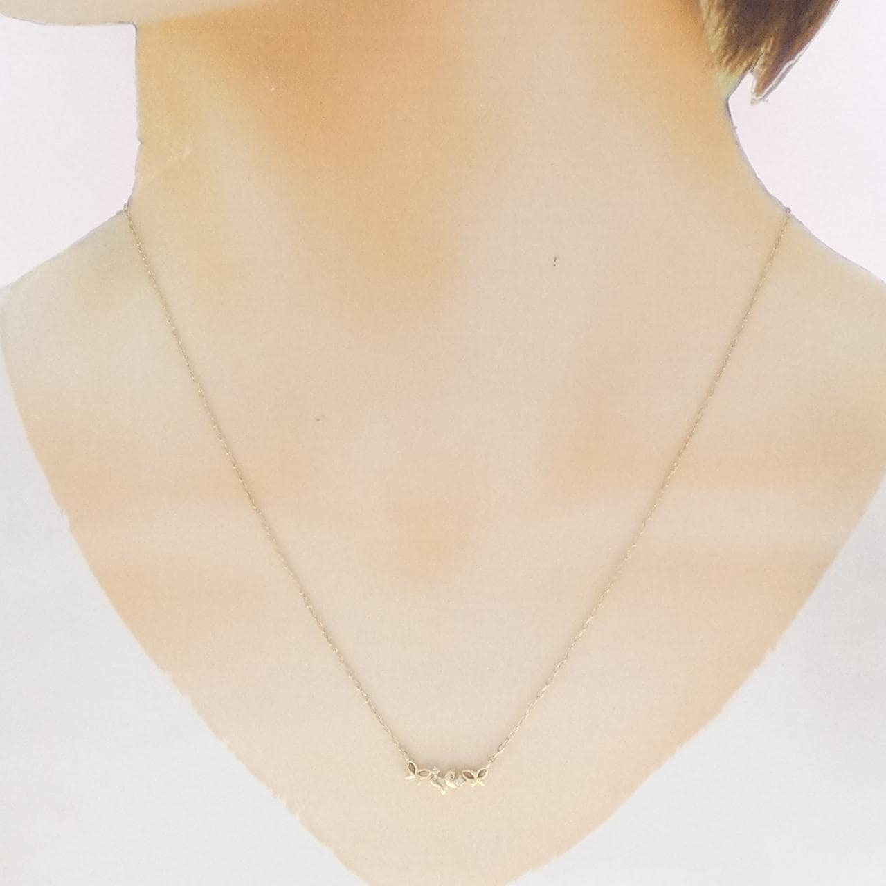K10YG バタフライ ダイヤモンド ネックレス 0.02CT
