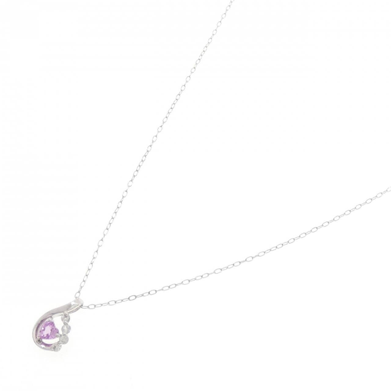 K10WG ハート サファイヤ ネックレス 0.13CT
