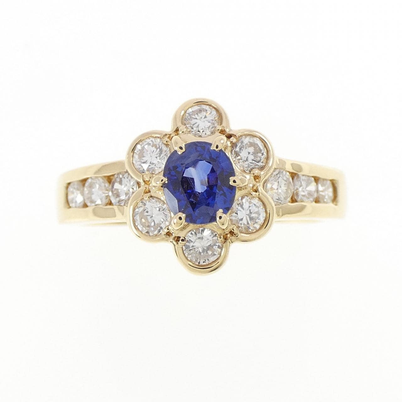 K18YG フラワー サファイヤ リング 0.43CT