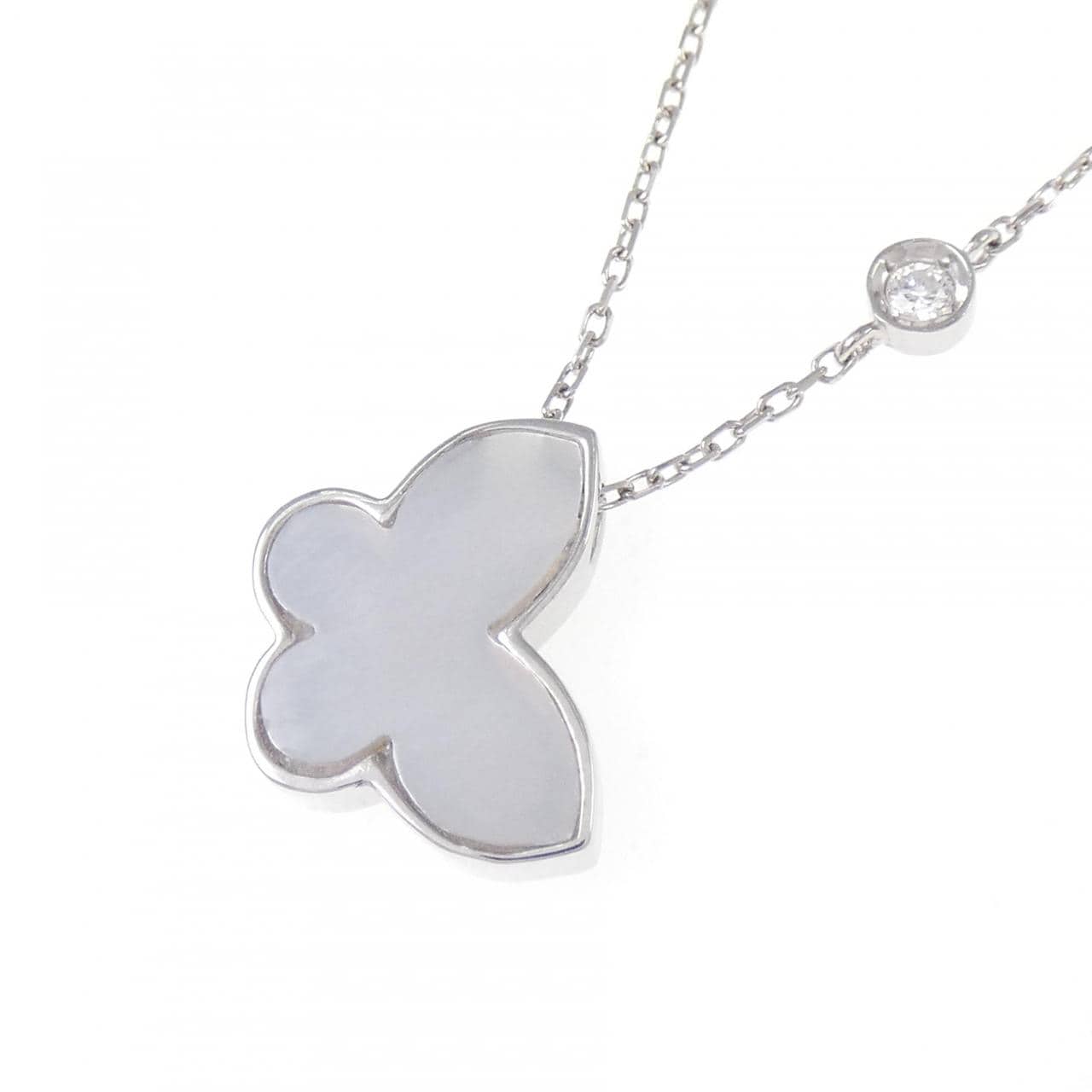 K18WG バタフライ マザーオブパール ネックレス