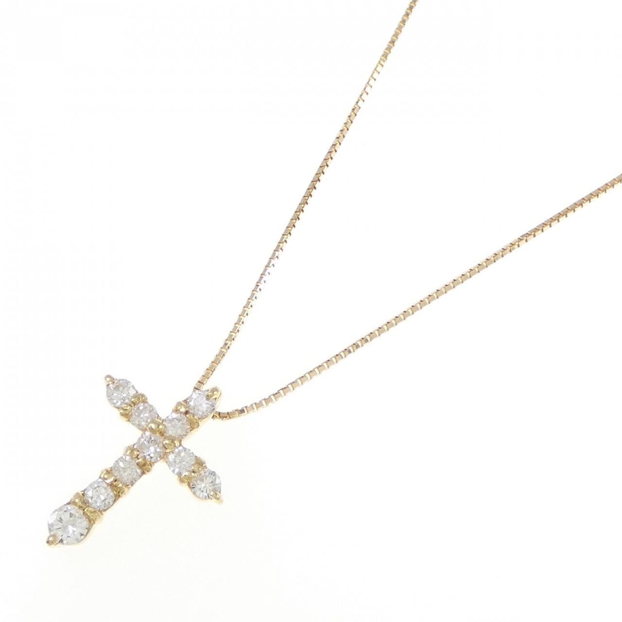 K18YG cross Diamond necklace 0.51CT