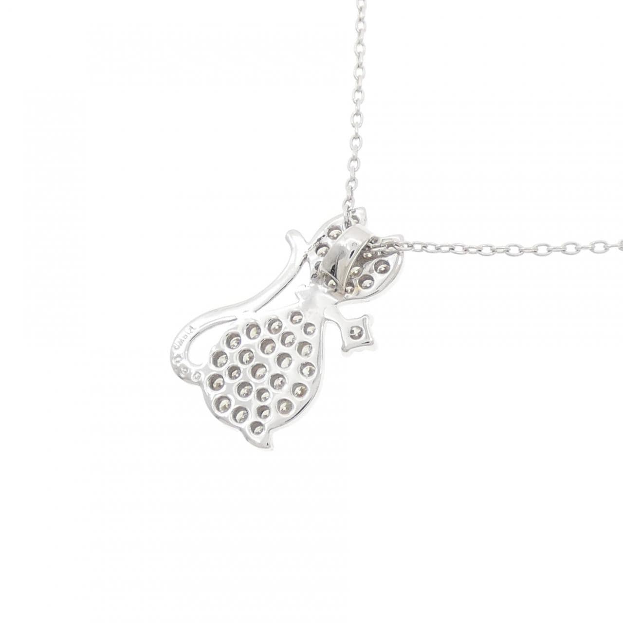 K18WG キャット パヴェ ダイヤモンド ネックレス 0.30CT