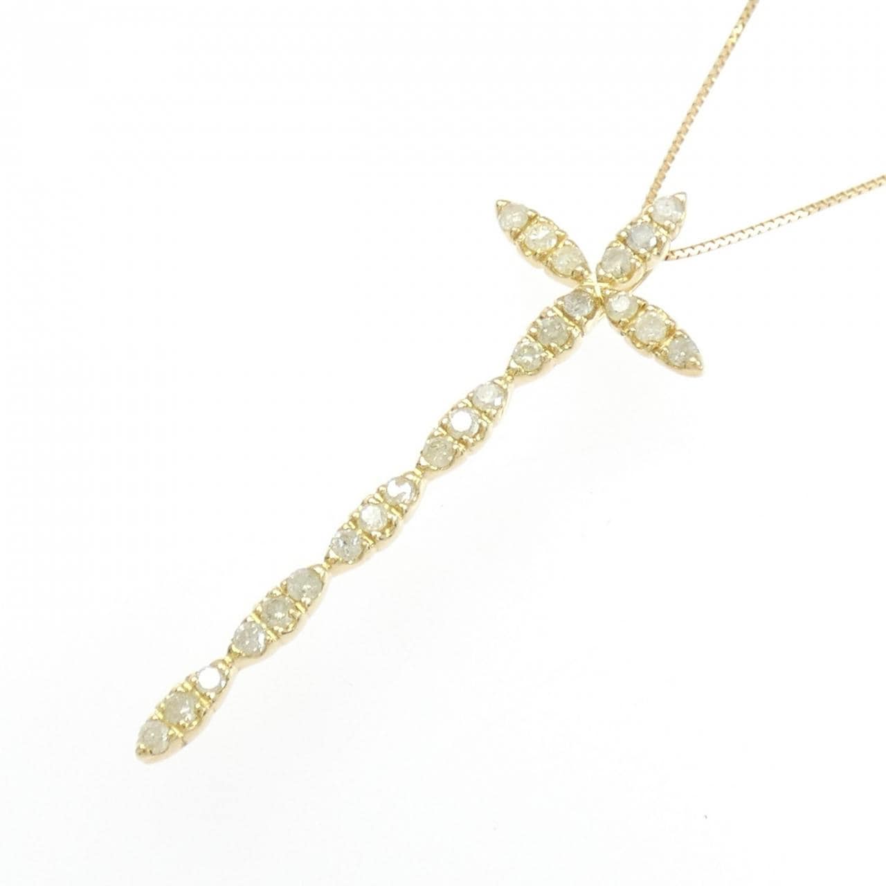 K18YG クロス ダイヤモンド ネックレス 0.50CT