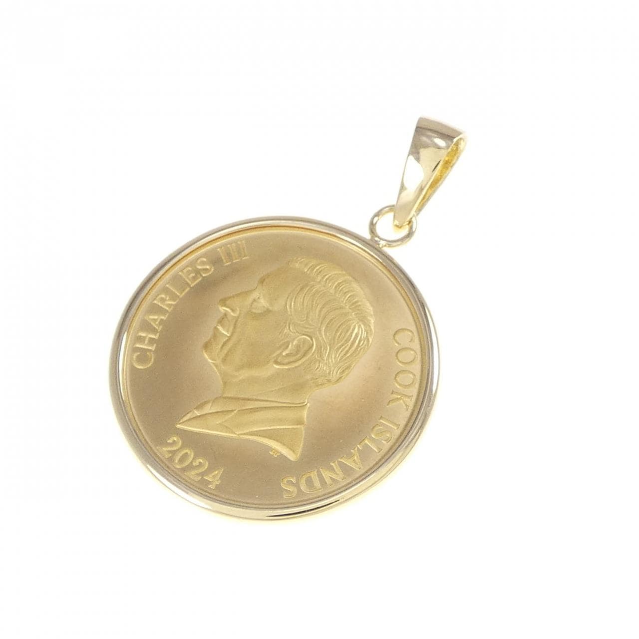 K18YG (frame) coin pendant