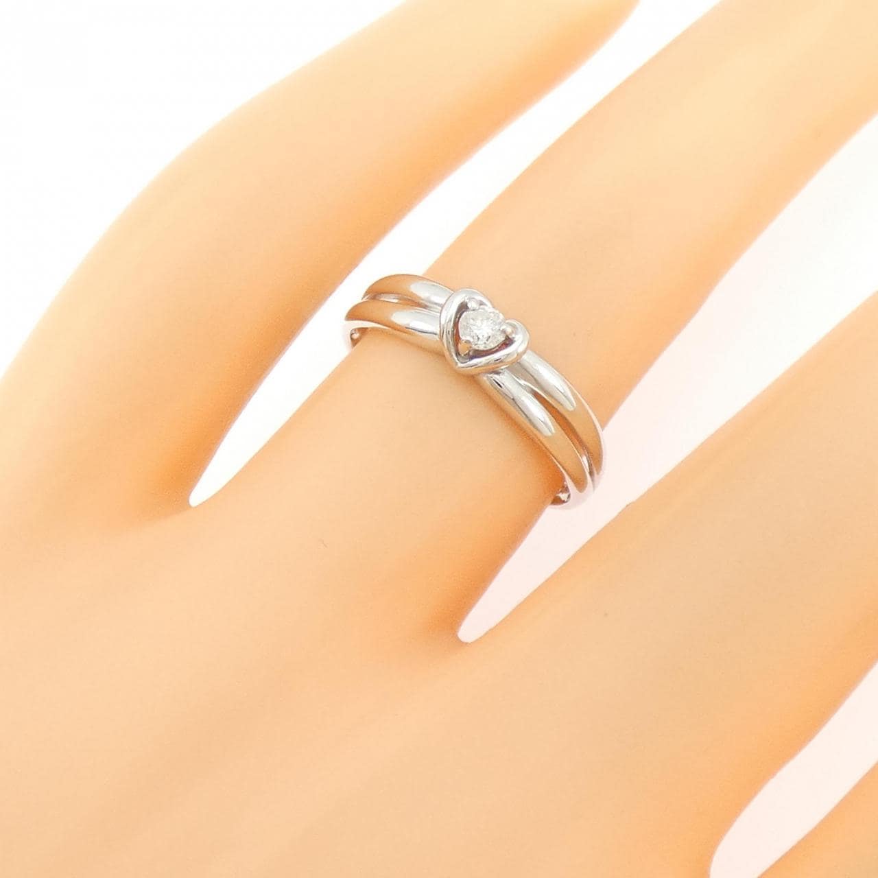 K18WG ハート ダイヤモンド リング 0.07CT