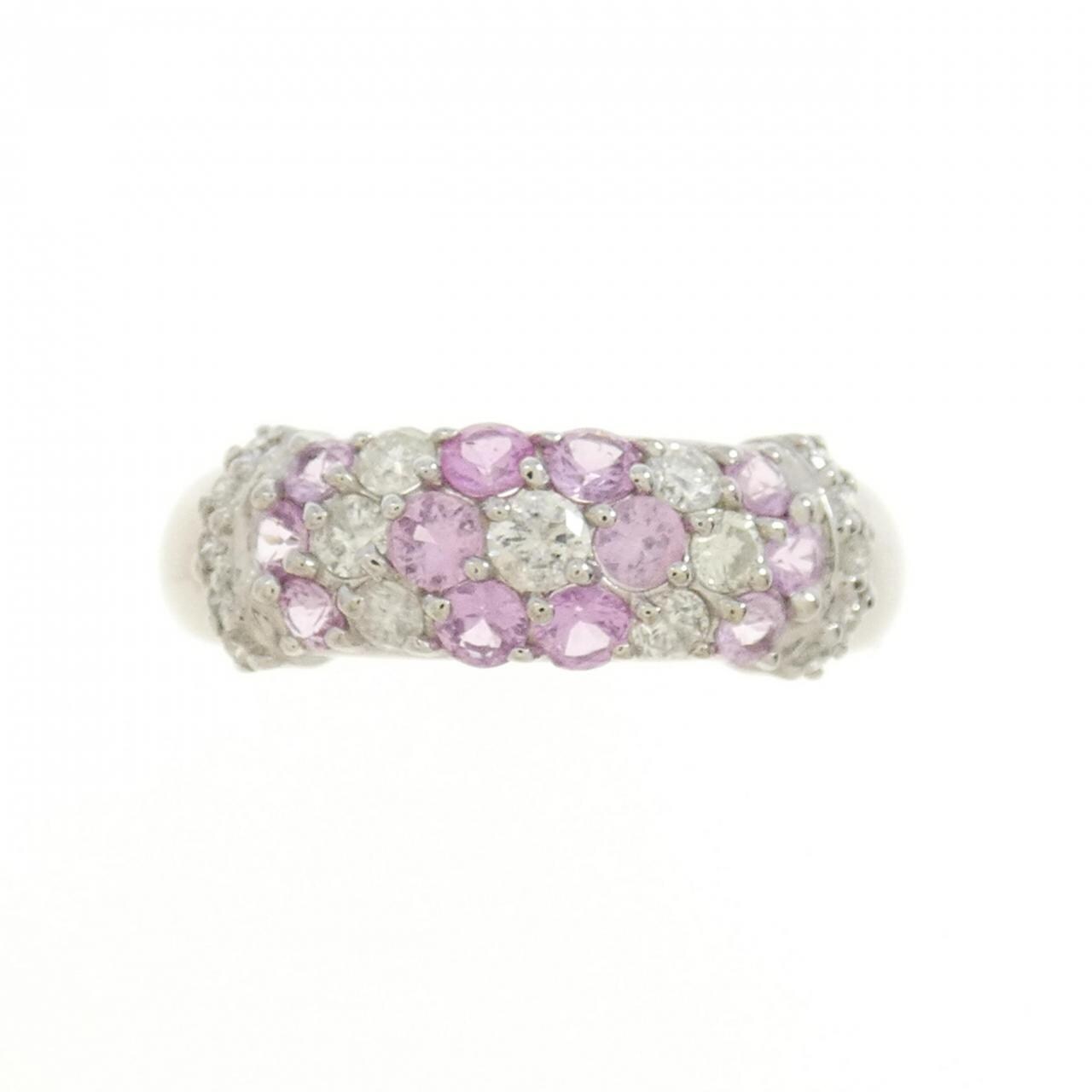 K18WG フラワー サファイヤ リング 0.50CT