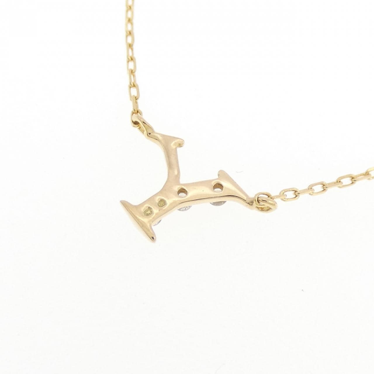 K18YG イニシャルY ダイヤモンド ネックレス