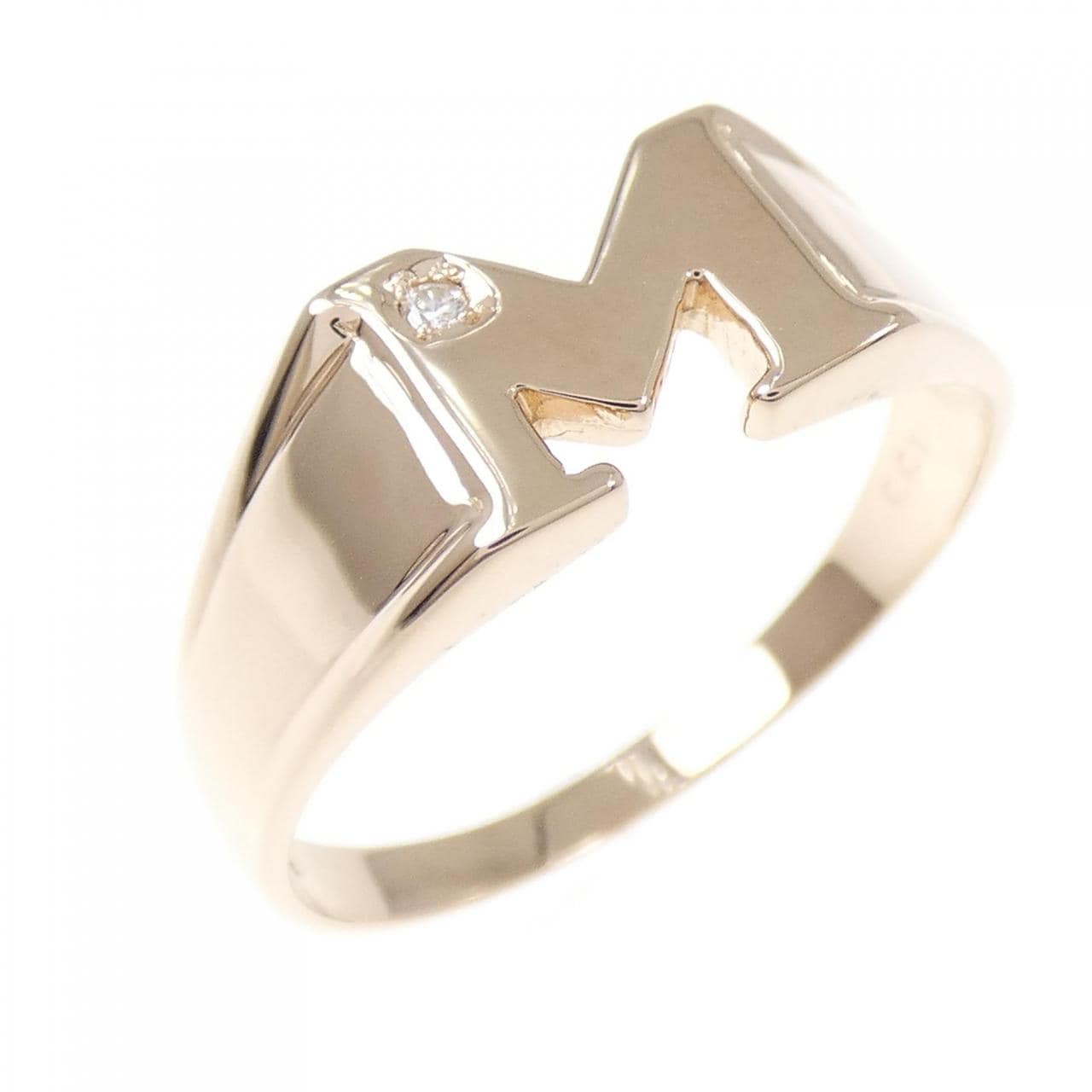 K18PG イニシャルM ダイヤモンド リング 0.01CT