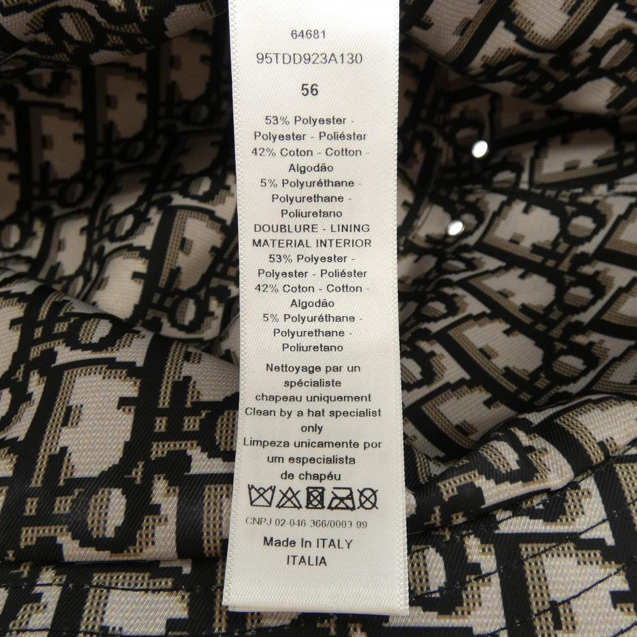 クリスチャンディオール CHRISTIAN DIOR TEDDY-D ボブハット オブリーク 95TDD923A130 ハット