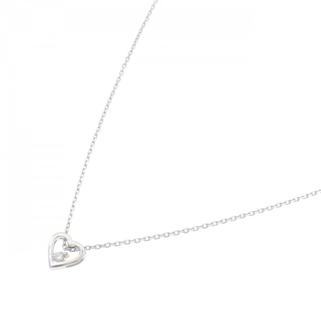 K18WG ハート ダイヤモンド ネックレス