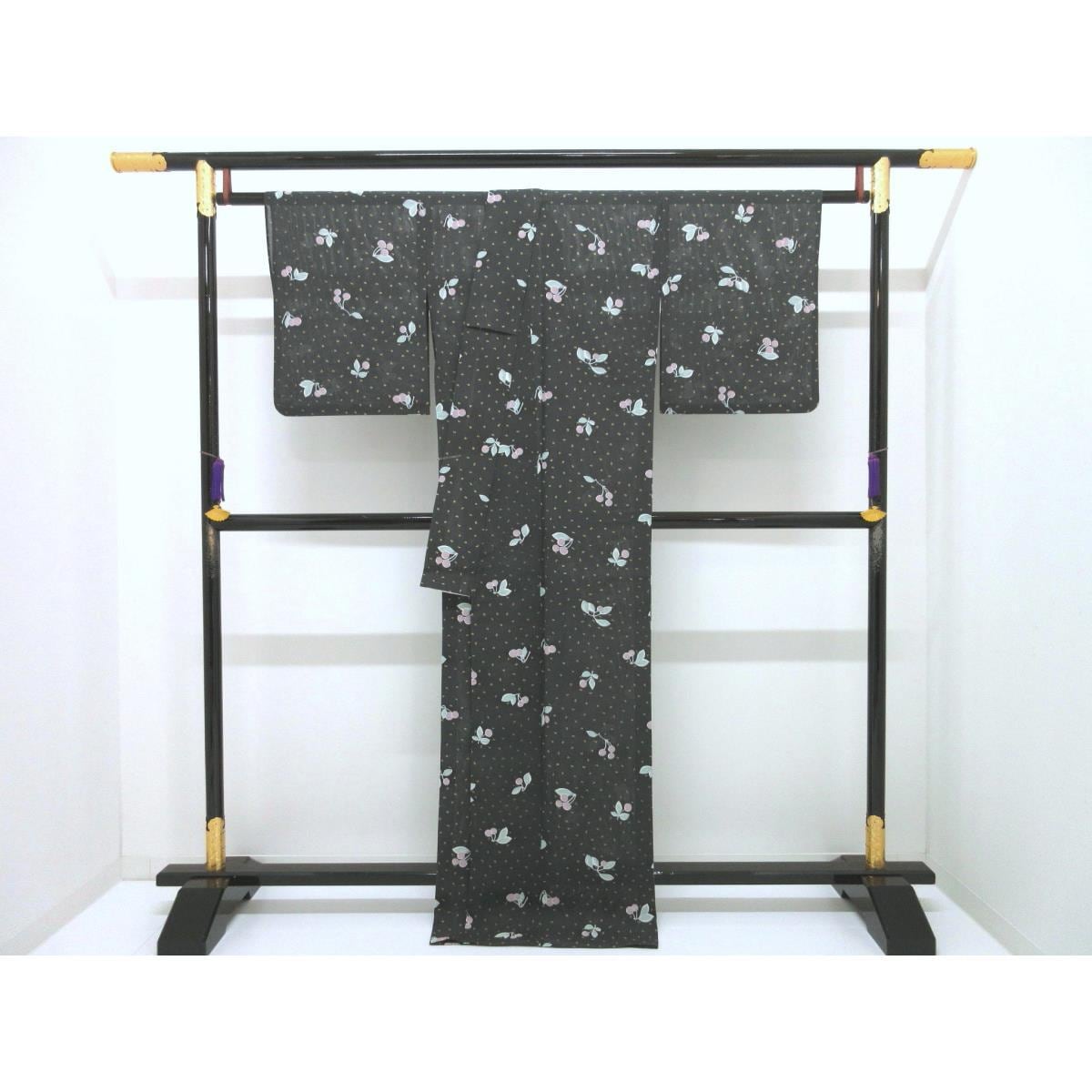 化繊　単衣　絽織小紋　Ｋａｎｓａｉ