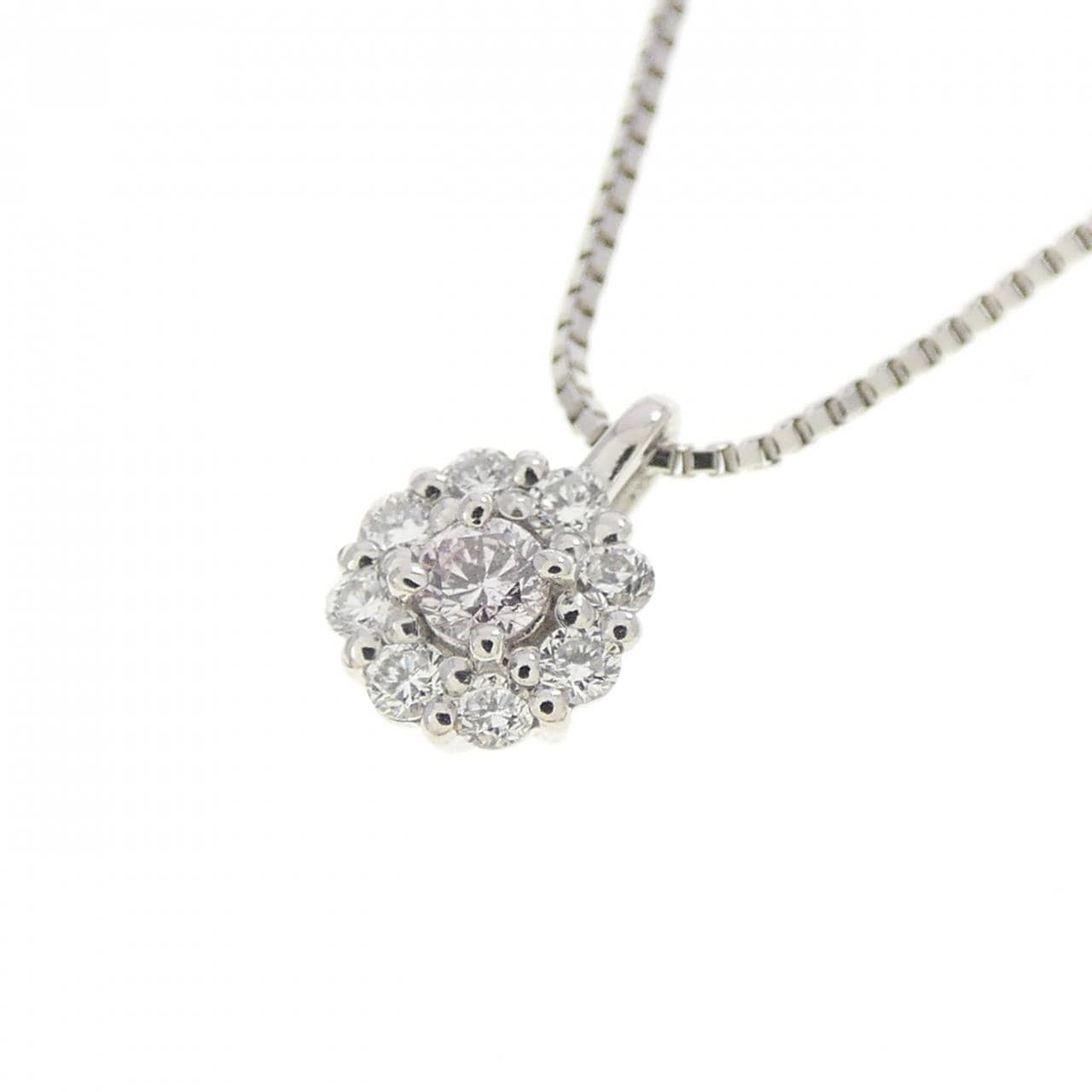 PT950/PT850 フラワー ピンクダイヤモンド ネックレス 0.03CT