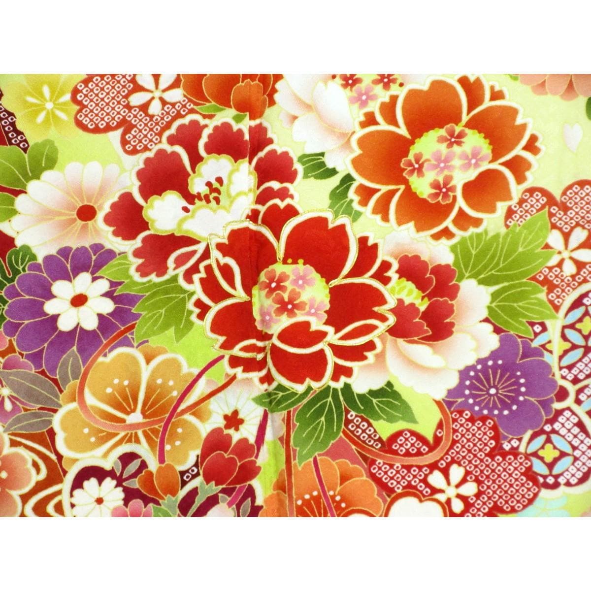 振袖　友禅加工刺繍入り　ボカシ染