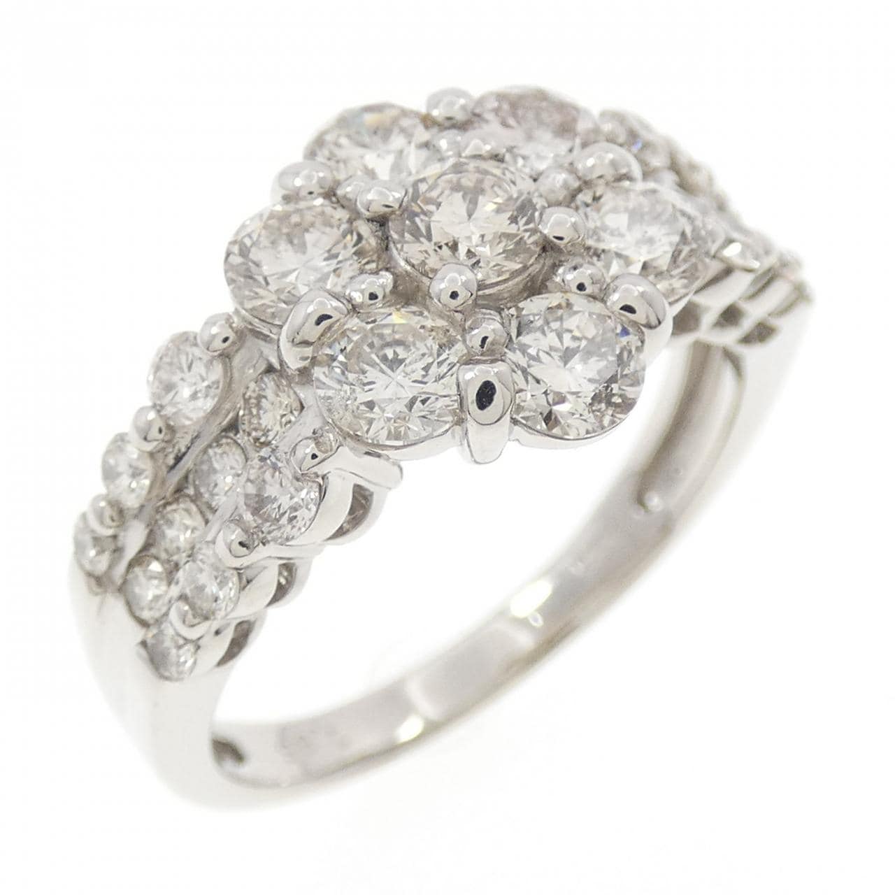 PT900 フラワー ダイヤモンド リング 1.85CT