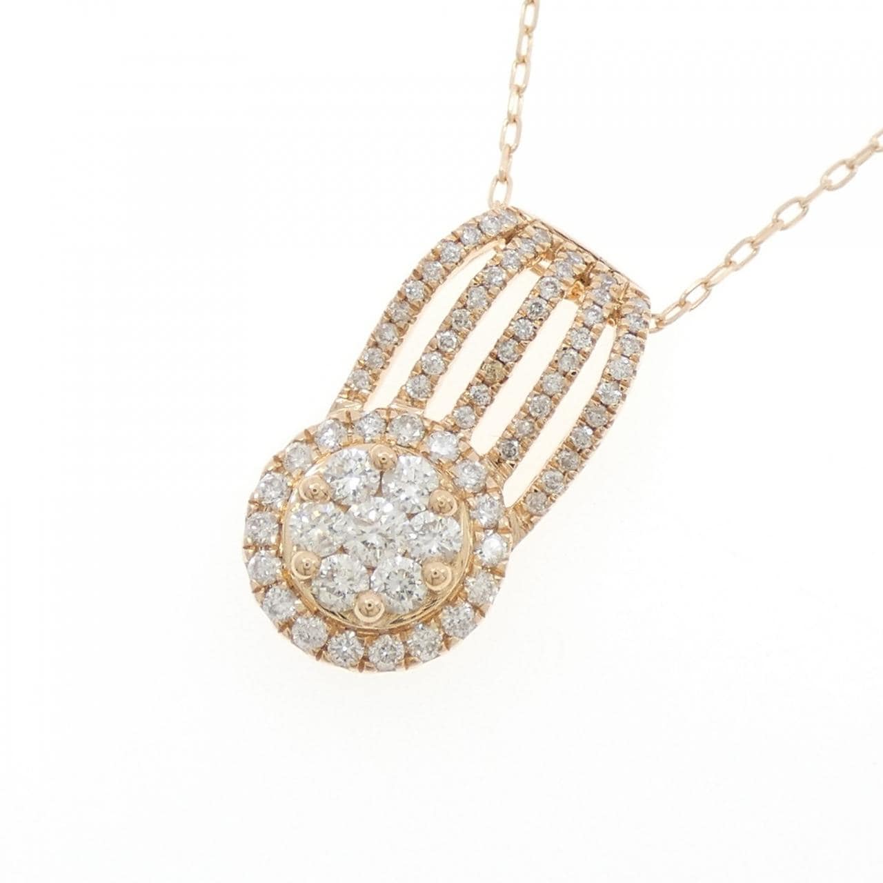 K18PG フラワー ダイヤモンド ネックレス 0.75CT
