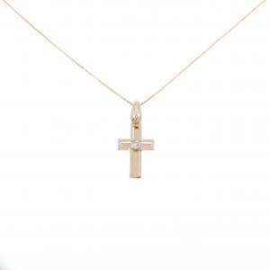 K18PG クロス ダイヤモンド ネックレス 0.10CT