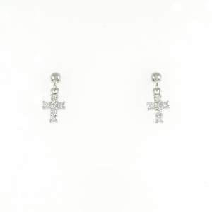 PT/PT900 クロス ダイヤモンド ピアス 0.12CT
