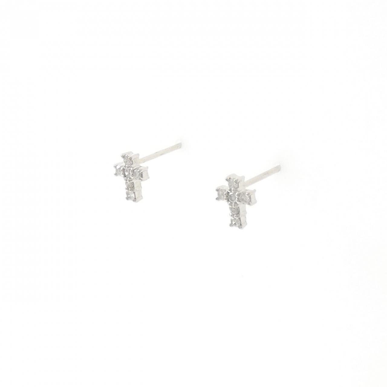PT/PT900 クロス ダイヤモンド ピアス 0.12CT