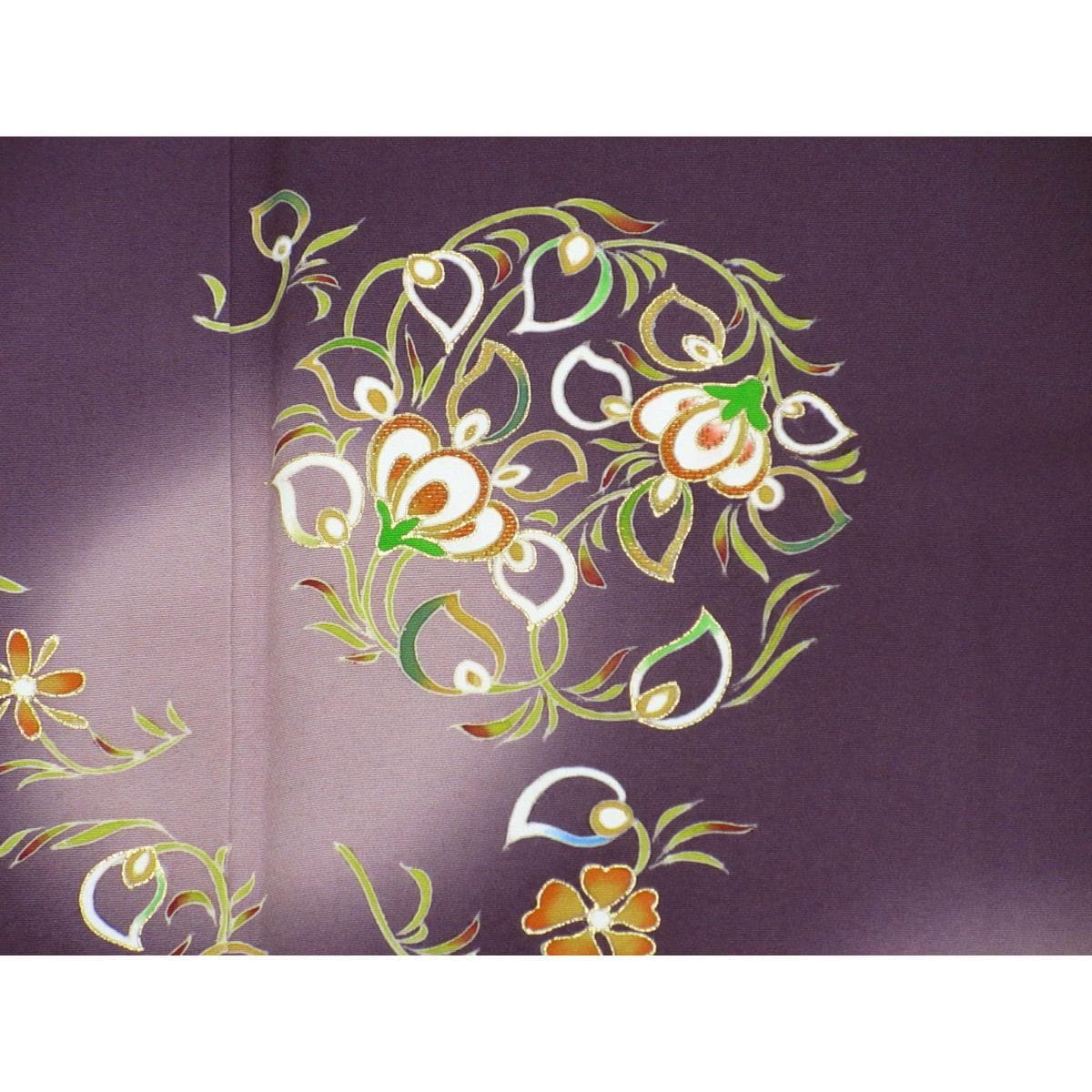 訪問着　友禅金彩加工　刺繍入りボカシ染