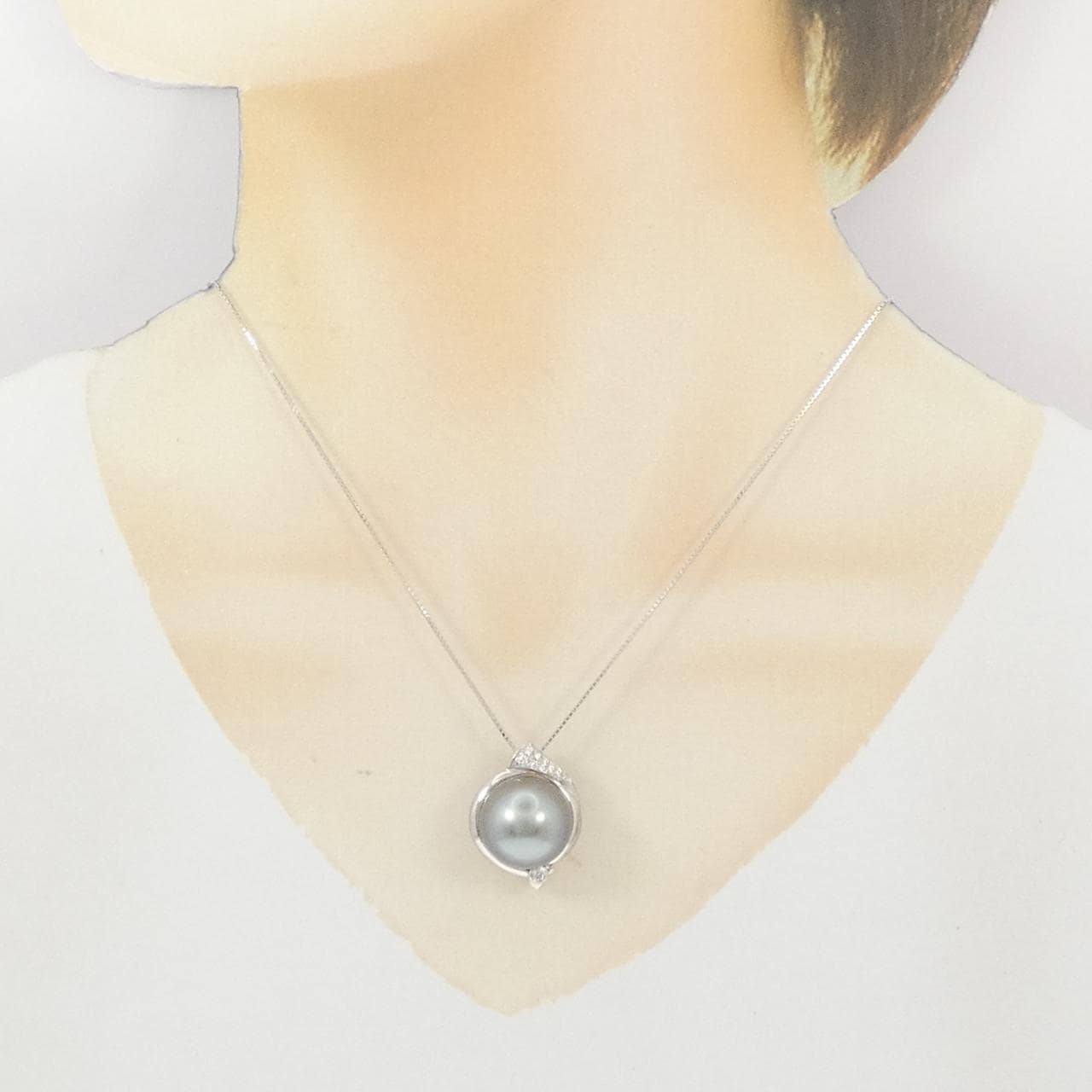 K18WG 黒蝶パール ネックレス 15.5mm