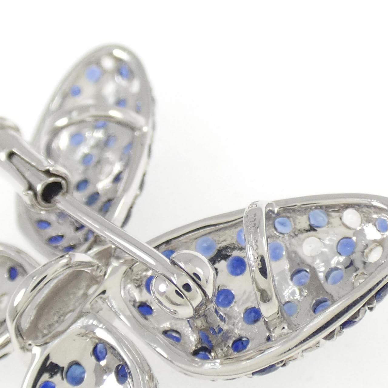 K18WG/K18BG バタフライ サファイヤ ブローチ 2.20CT