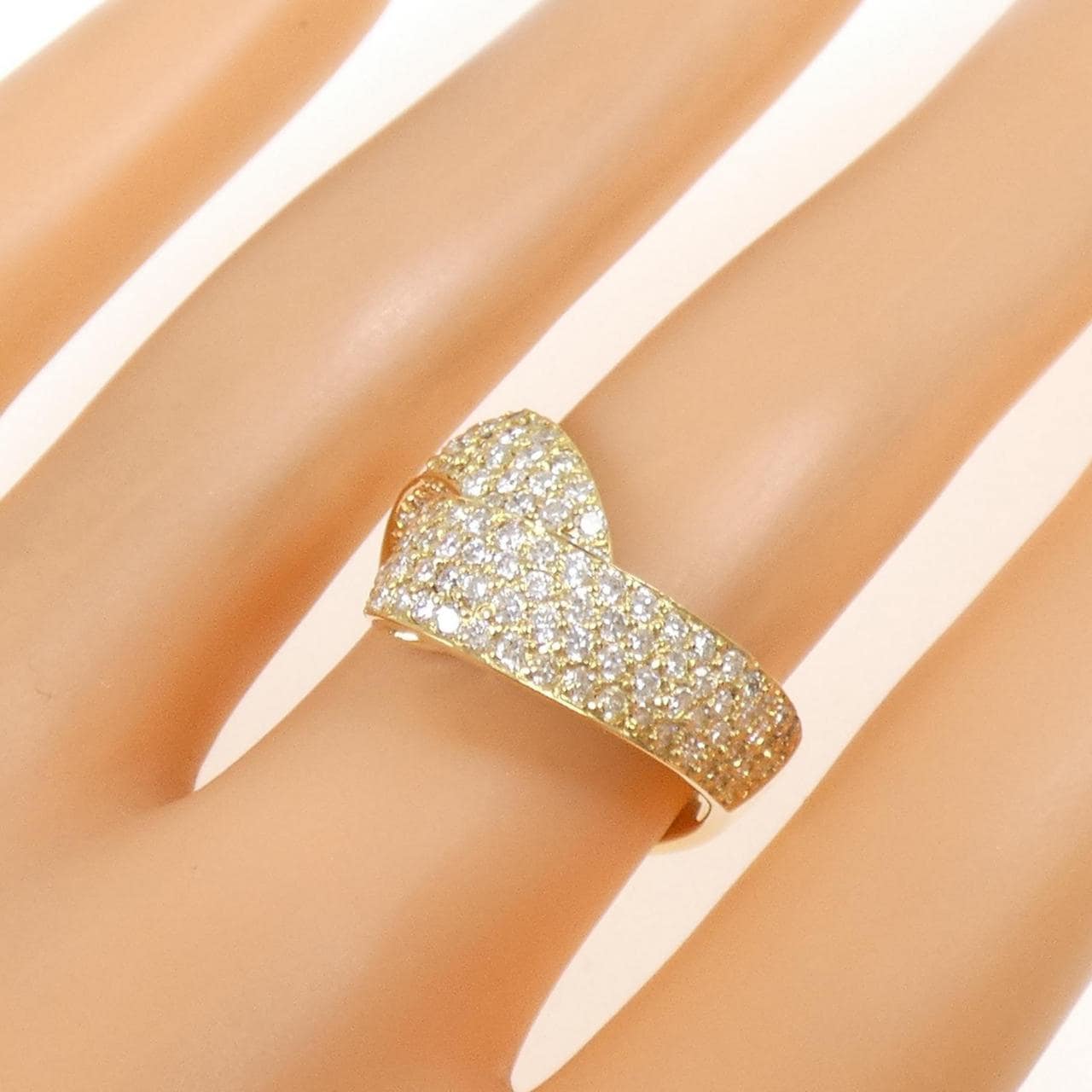 K18YG パヴェ ダイヤモンド リング 1.50CT
