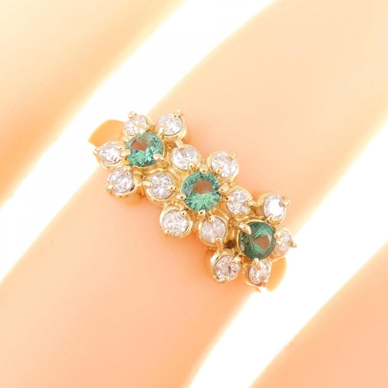 コメ兵｜K18YG フラワー エメラルド リング 0.18CT｜ジュエリー