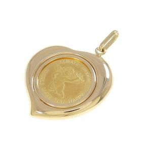 K18YG(枠) ハート コイン ペンダント