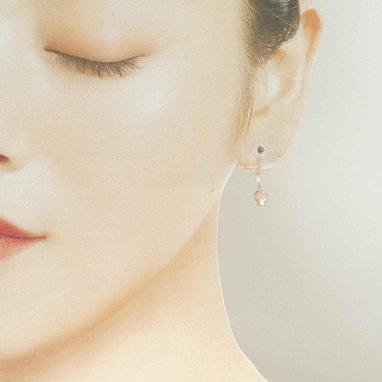 K14PG スカル キュービック ピアス