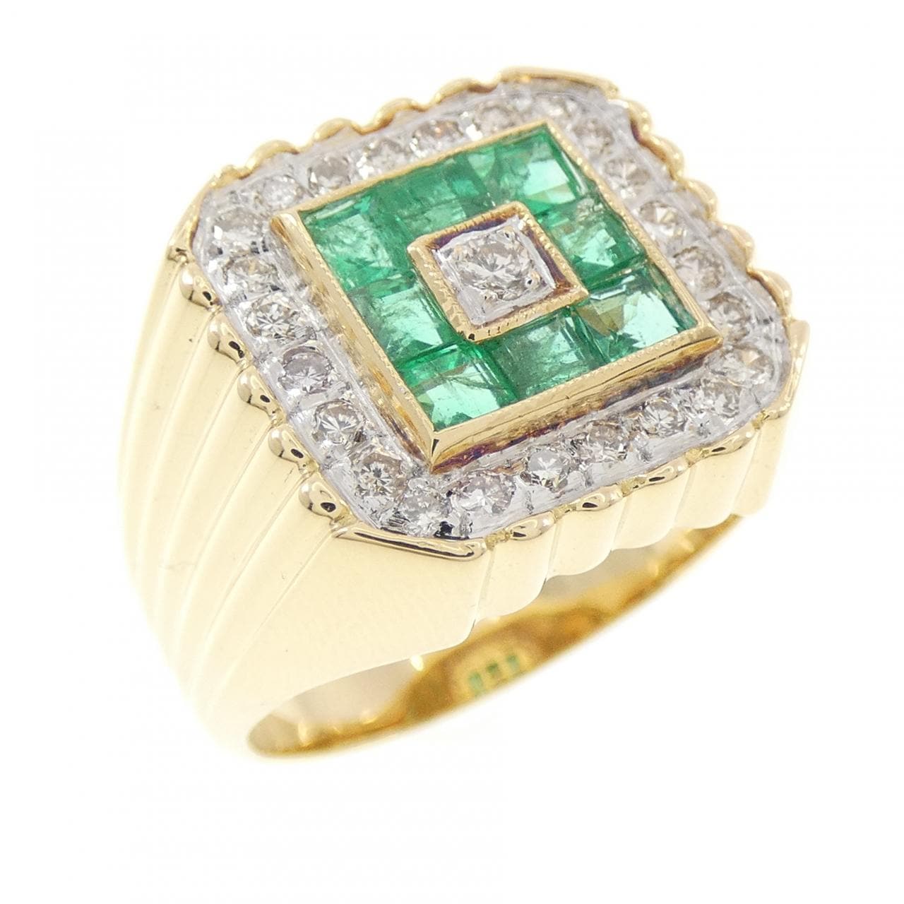 K18YG/K18WG エメラルド リング 0.88CT