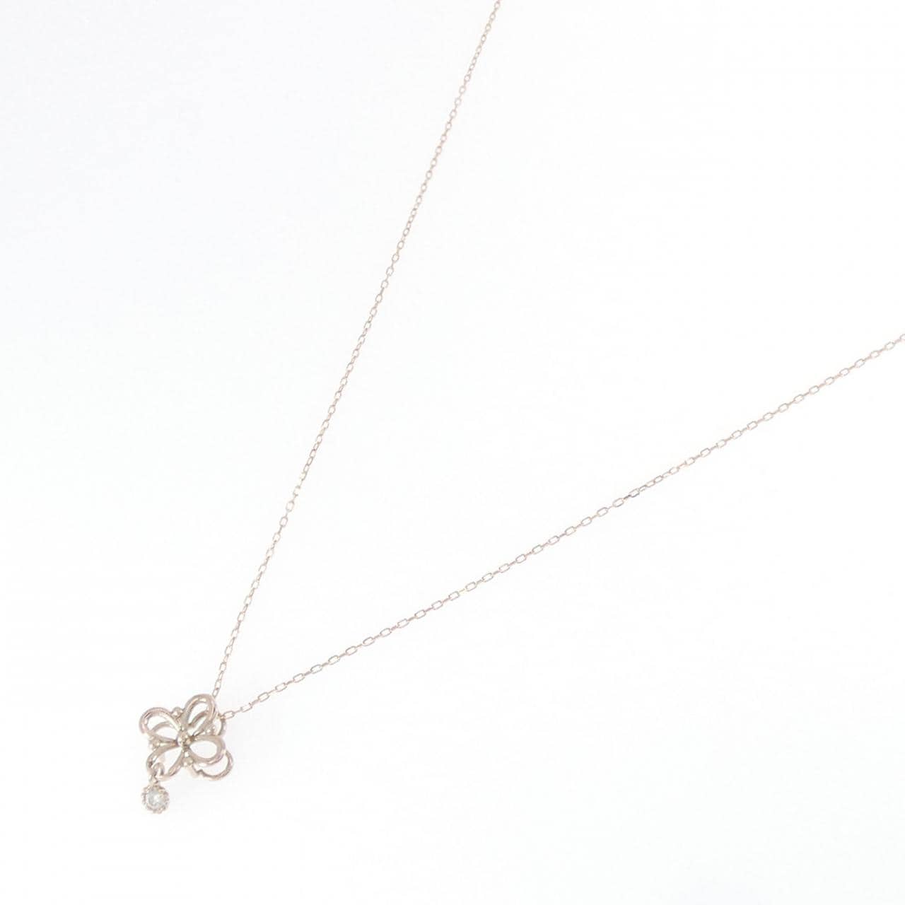 K10PG フラワー ダイヤモンド ネックレス 0.02CT