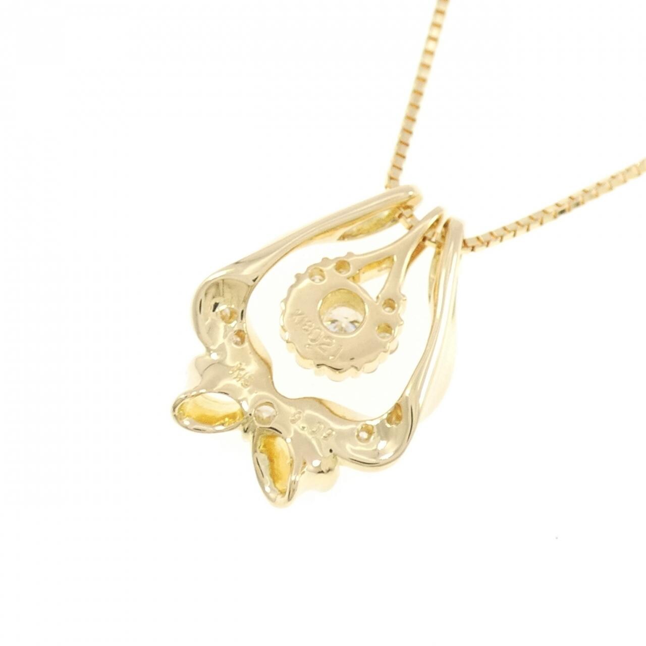K18YG リボン ダイヤモンド ネックレス 0.21CT