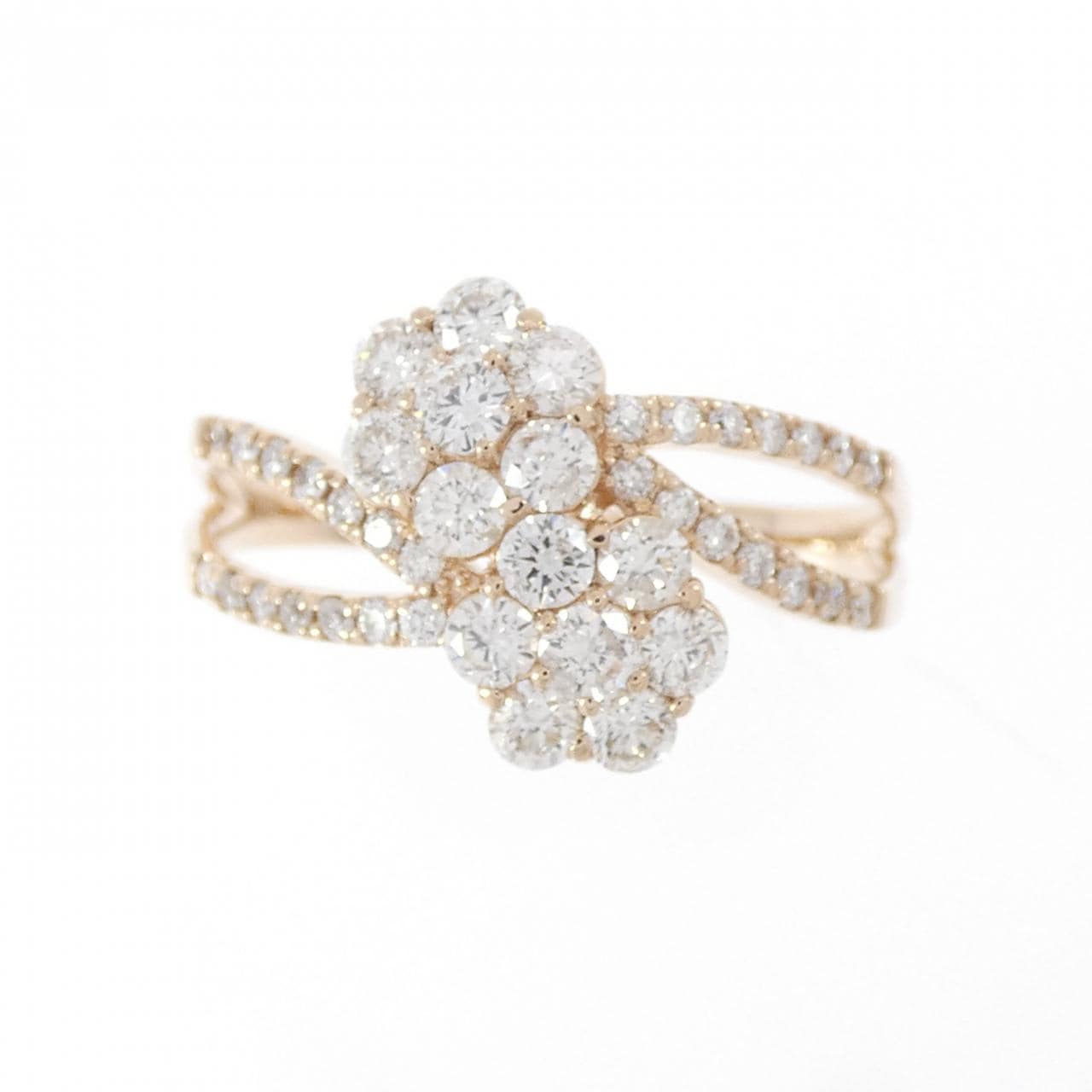 K18PG フラワー ダイヤモンド リング 1.30CT