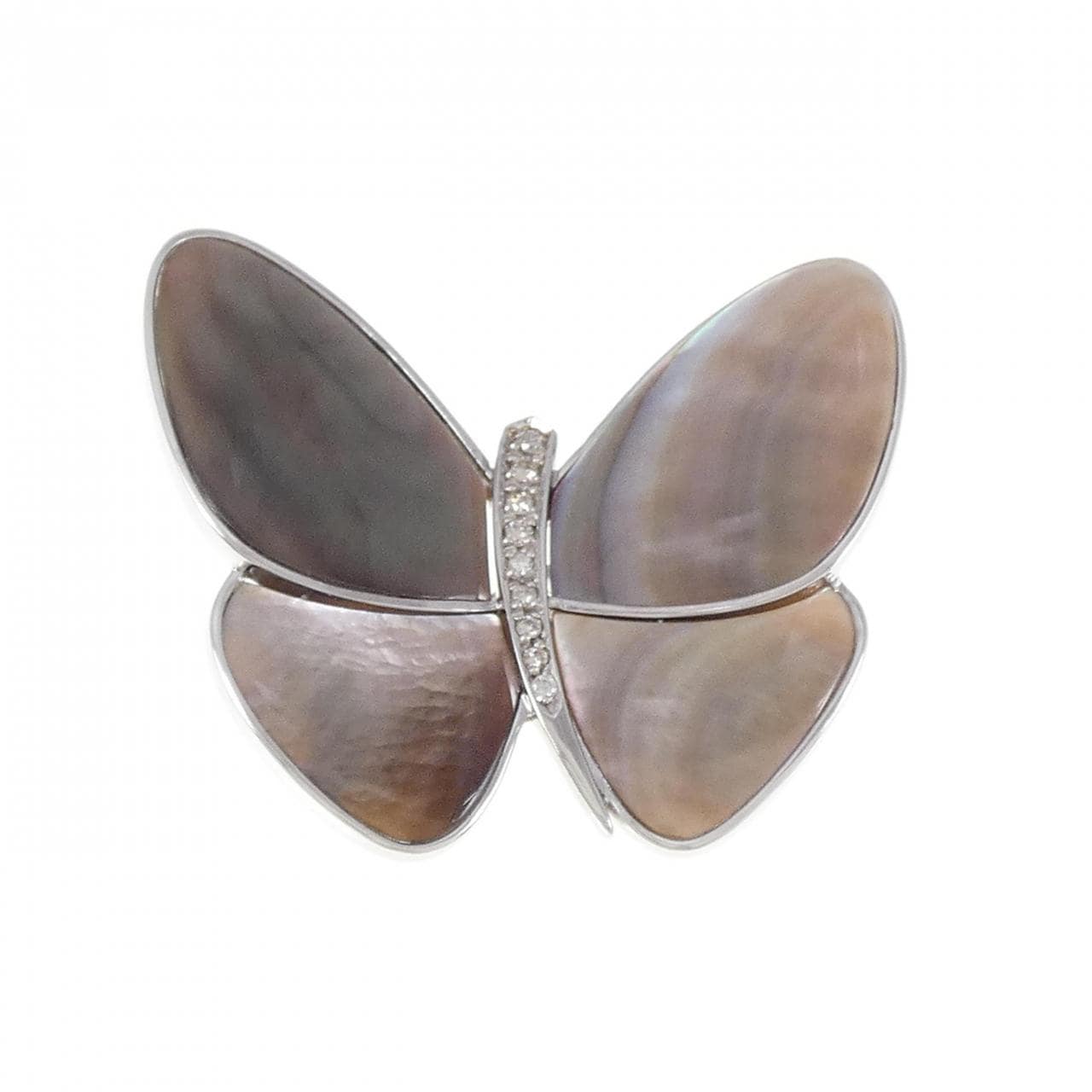 K18WG/K14WG butterfly mother-of-pearl brooch