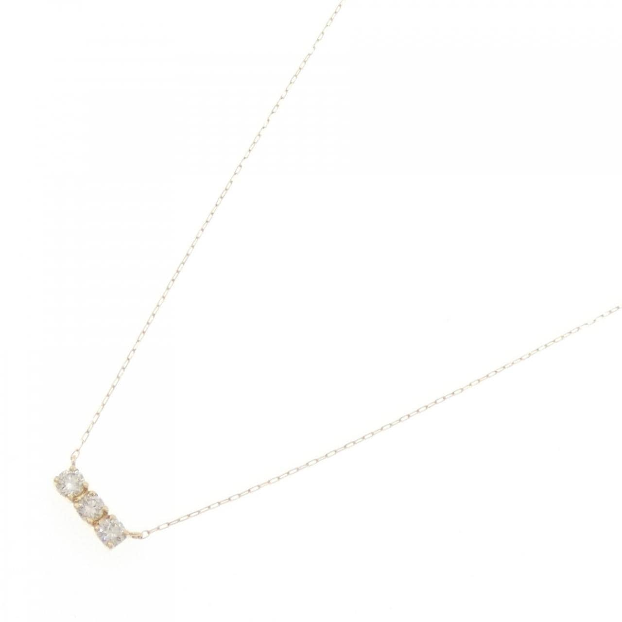 【新品】K18YG スリーストーン ダイヤモンド ネックレス 0.15CT
