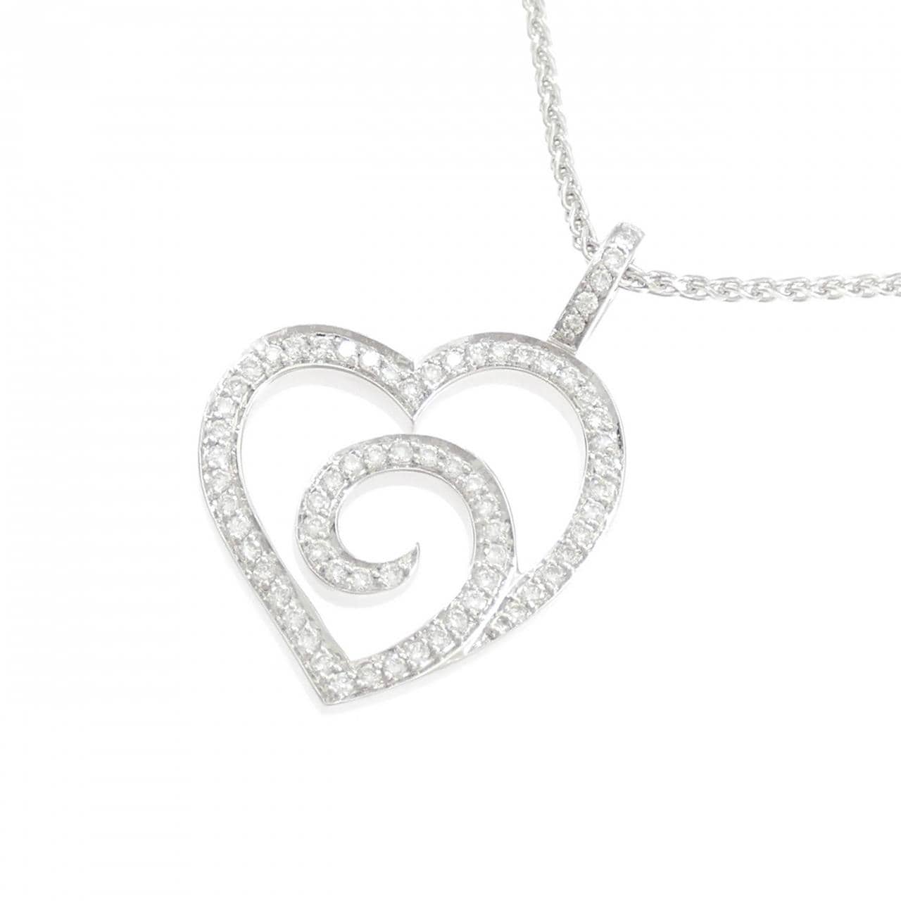 750WG ハート ダイヤモンド ネックレス