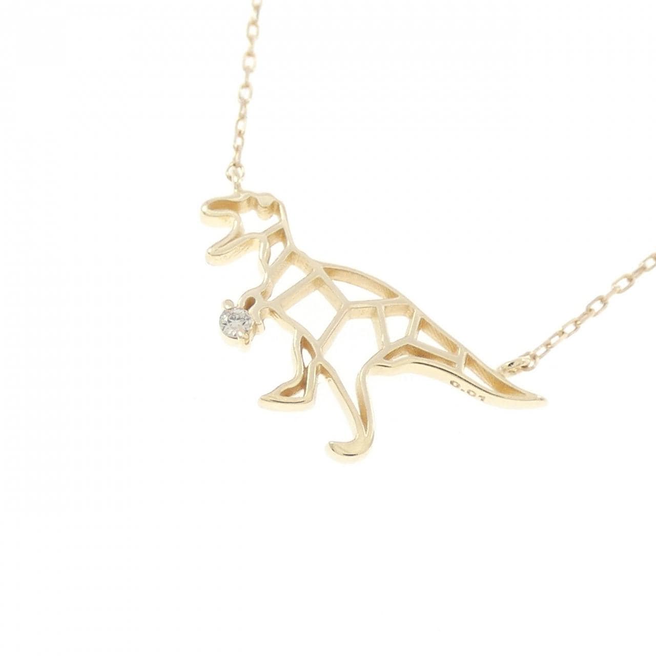 K10YG ダイナソー ダイヤモンド ネックレス 0.01CT