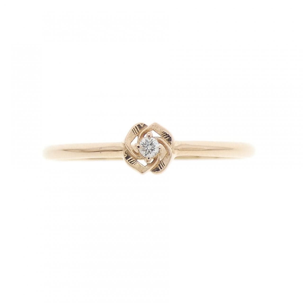 K18PG フラワー ダイヤモンド リング 0.02CT