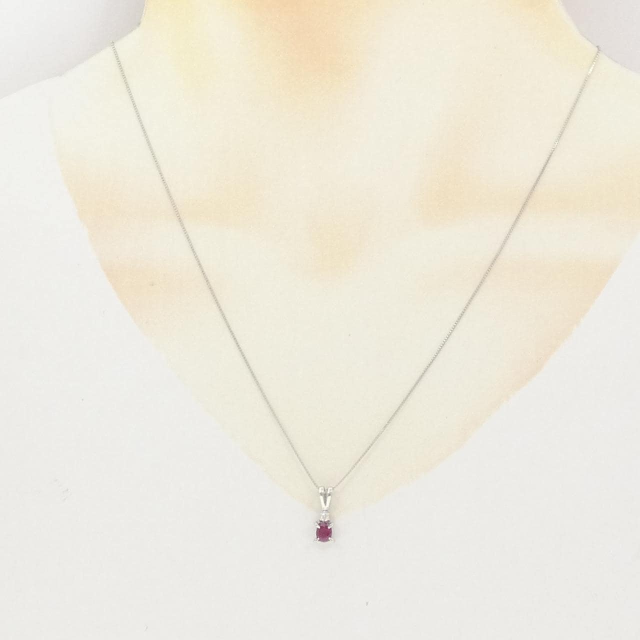 PT900/PT850 ルビー ネックレス 0.47CT