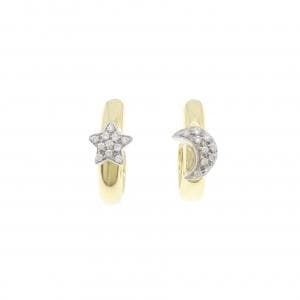 K18YG/K18WG ムーン×スター ダイヤモンド ピアス 0.21CT
