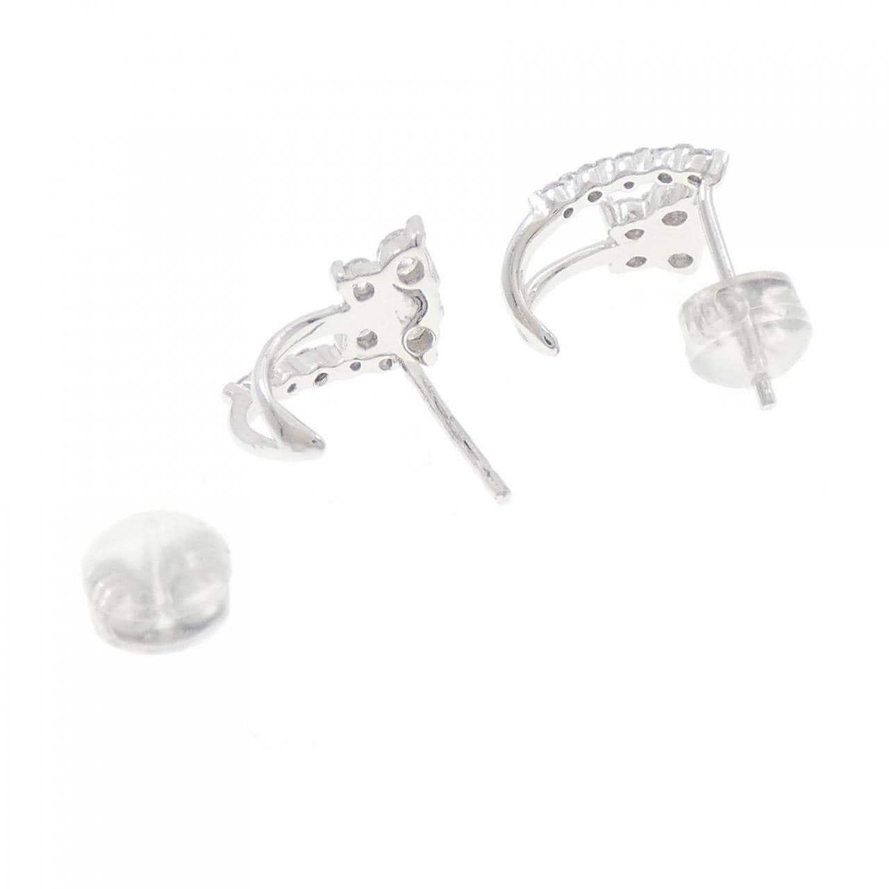 K18WG バタフライ ダイヤモンド ピアス