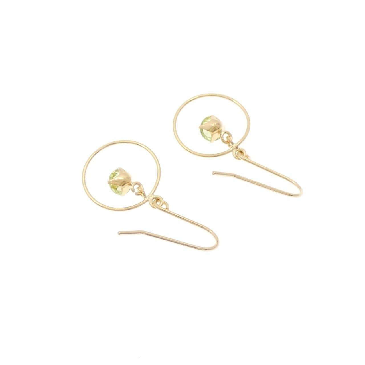 K18YG ペリドット ピアス