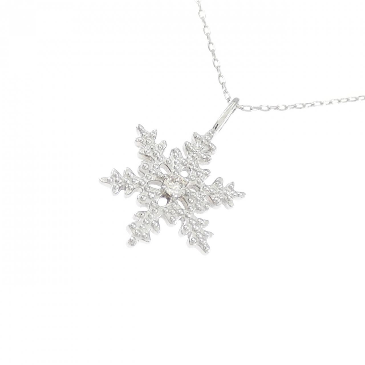 PT950/PT850 スノーフレーク ダイヤモンド ネックレス 0.02CT