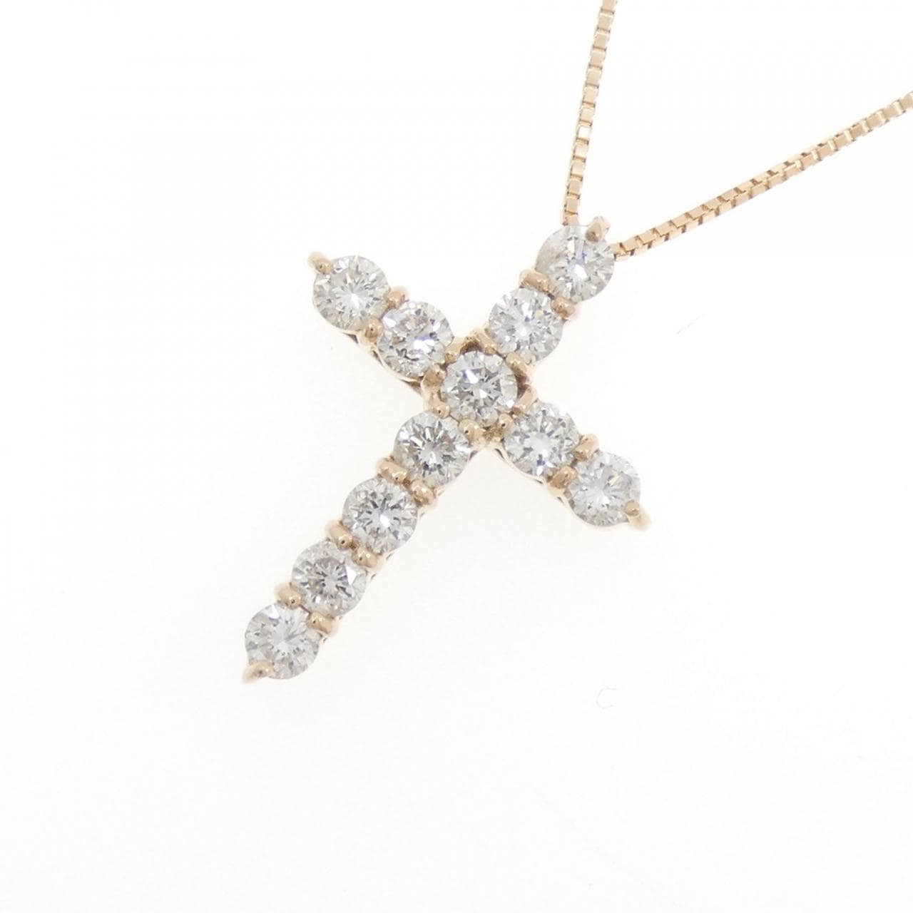 K18PG クロス ダイヤモンド ネックレス 1.00CT