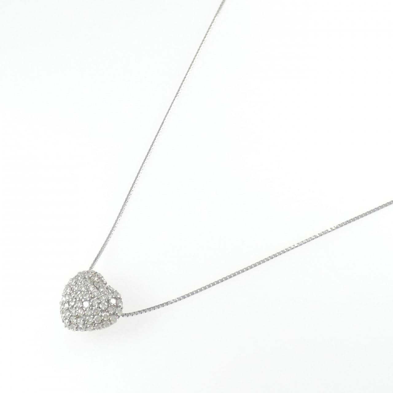 K18WG パヴェ ハート ダイヤモンド ネックレス 1.01CT